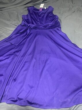 Fenjar Sleeveless Purple A-Line Dress with Waist Sash